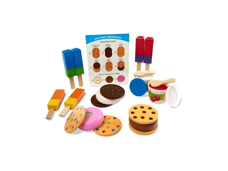 Melissa & Doug Wooden Frozen Treats Ice Cream Play Set (24 pcs) - Image 1