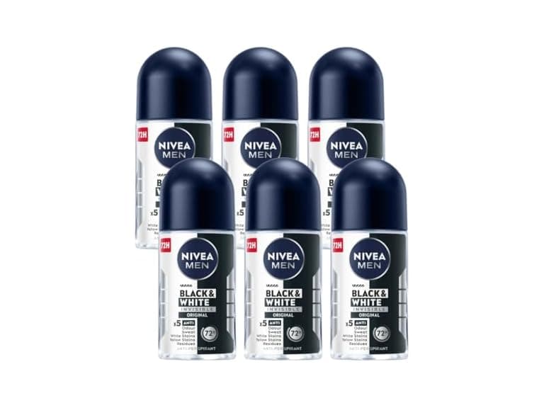 NIVEA Men Roll-On Invisible Black & White Orig, 6-Pack - Image 1