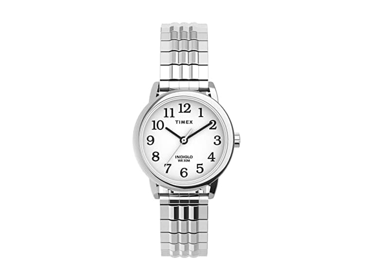 Timex Women's Easy Reader 25mm Perfect Fit Watch – Silver-Tone Case White Dial with Silver-Tone Expansion Band (Open Box) - Image 1