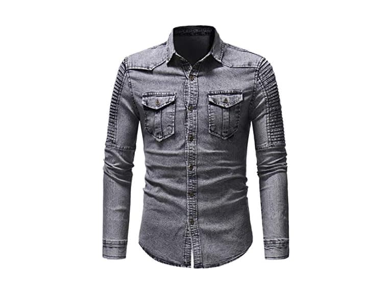 Chouyatou Men (XS) Casual Ruffle Performance Shirt - Image 1
