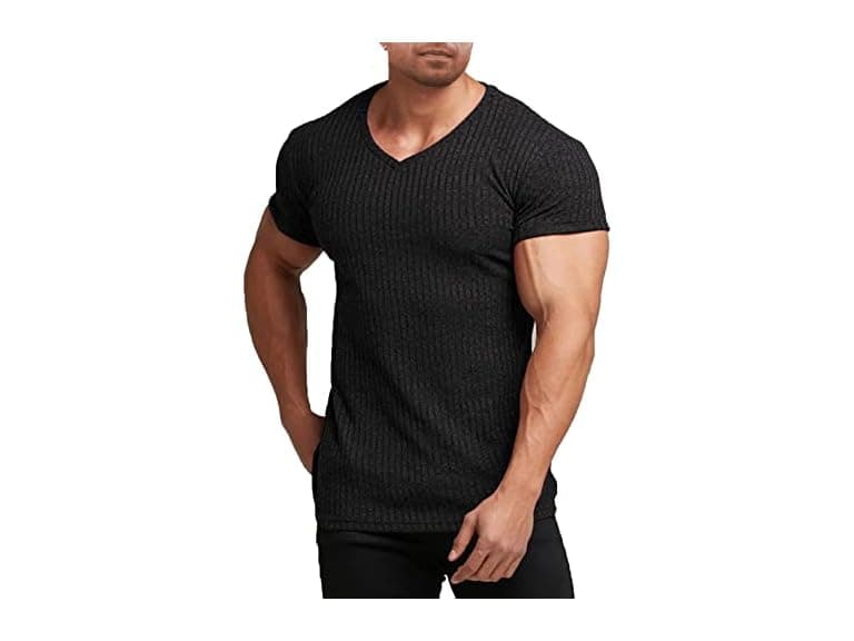 Coofandy Men (XXL) Muscle T Shirts Stretch Shirts - Image 1