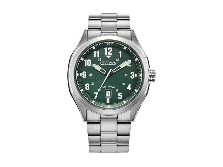 Citizen Men Force Silver-Tone Bracelet & Green Dia - Image 1