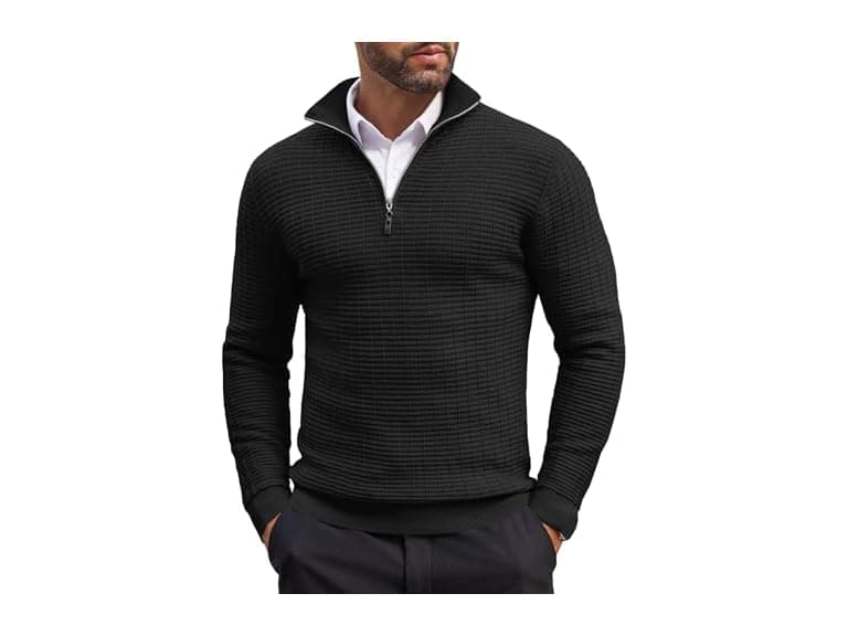Coofandy Men Quarter Zip Sweaters Slim Sweaters - Image 1