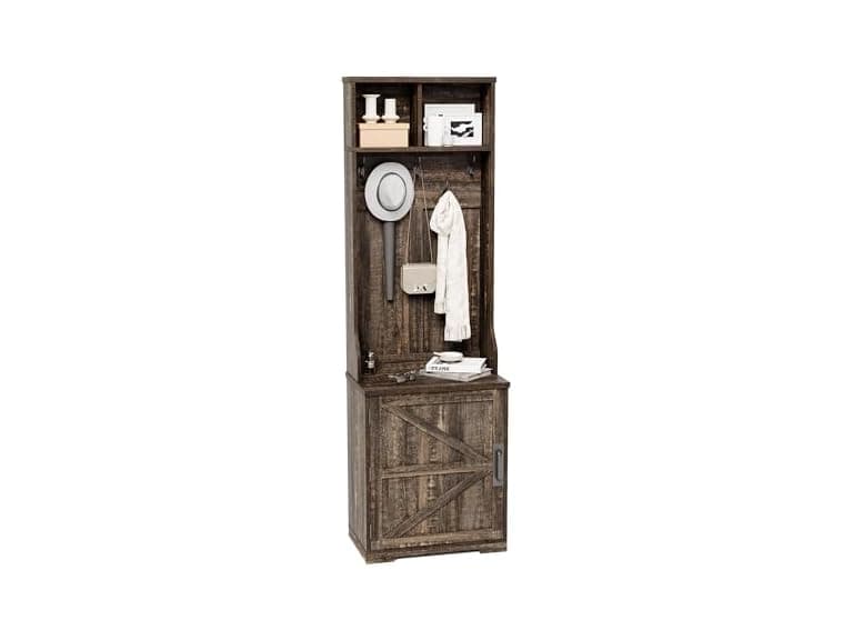 MOVECOM 77'' Farmhouse Hall Tree with Shoe Storage - Image 1