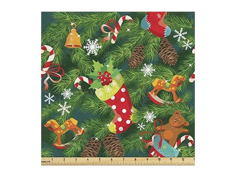 Ambesonne Christmas Fabric by The Yard - Image 1