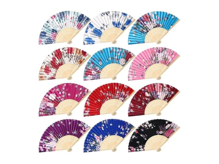 Chuangdi 12 Pcs Folding Hand Fans for Line - Image 1