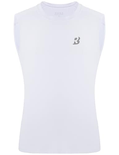 Roadbox Boys Sleeveless Compression Shirts, Youth Quick-Dry Football Undershirt, Athletic Tank Tops for Basketball Sports White - Image 1