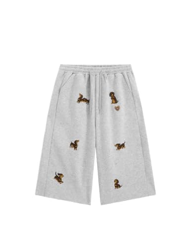 Aelfric Eden Dachshund Baggy Sweat Shorts Women Men Elastic Drawstring Bermuda Shorts Unisex Y2K Casual Athletic Shorts Grey - Image 1