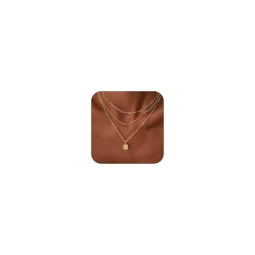 Layered Necklaces for Women,Dainty 14K Gold Plated Pendant Necklace Stack Paperclip Box Chain Choker Necklace Set for Women Trendy Long Layered Gold Stack Necklaces Set Vintage Jewelry Sets Cute Gifts - Image 1