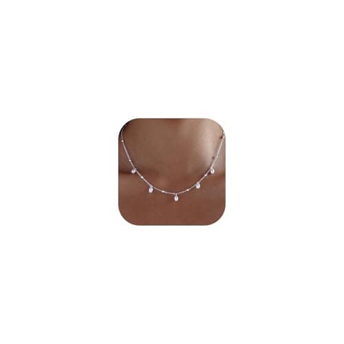 Pearl Necklaces for Women Trendy Pearl Pendant Necklace Birthday Valentines Day Wedding Bridesmaid Mother's Day Gifts Dainty Silver Necklace for Women - Image 1