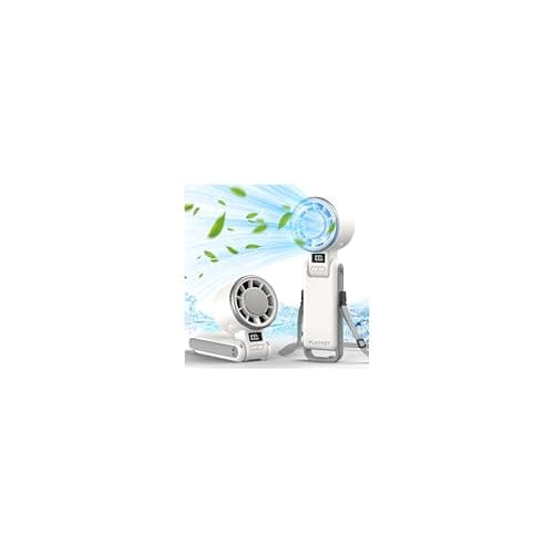 PlayHot Upgraded Portable Handheld Fan with 60°F Ice Cooling, Up tp 12Hrs Personal Fans Portable Rechargeable, 5 Speed 25550RPM Powerful Portables Fan Handheld, Hand/Neck/Desk Fan 3 IN 1(White) - Image 1