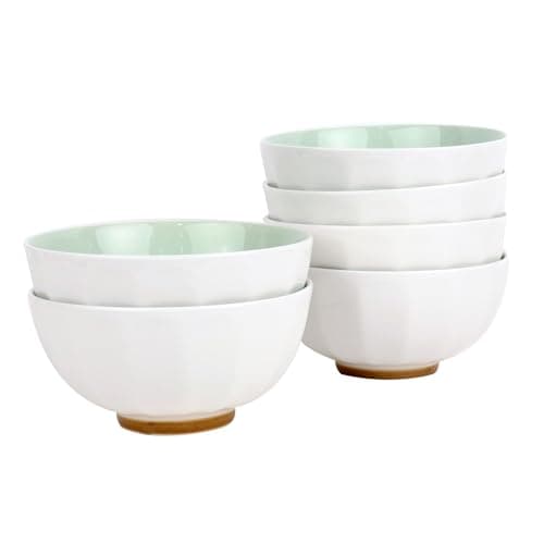 QUANSHANGJU 6-Piece Pasta Bowls 24 oz, Green Porcelain 6 inch, Microwave Oven Dishwasher Safe Scratch Resistant - Image 1