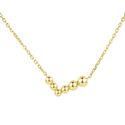 TOPROO Sterling Silver Necklace for Women, 14K Gold Plated Mini V Shape Bead Necklace, Hypoallergenic Layering Jewelry for Gift (V-Shaped #2-14K Gold) - Image 1