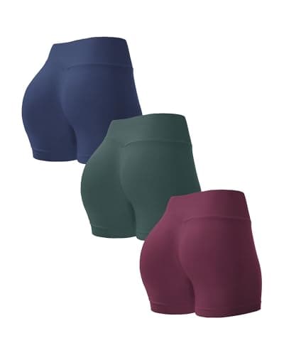 UG Active 3 Pack 3.5" Scrunch Butt Lifting Workout Shorts for Women Seamless High Waist Tummy Control Yoga Gym Short Navy_Purple Red_Army Green M - Image 1