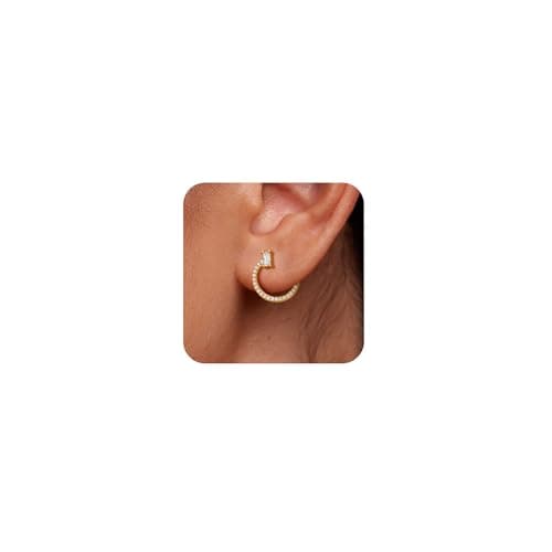 Poaiiu Gold Plated Hoop Earrings, Chunky Gold Earrings for Women Trendy 14K Gold Huggie Earrings Hoops Studs Hypoallergenic Lightweight Dainty Thick Earrings Jewelry for Women - Image 1