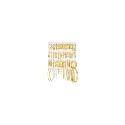 24 Pairs Chunky Gold Hoop Earrings Set for Women, Hypoallergenic Fashion Statement Hoops Earrings Pack Assorted Small Big Twisted Hoop Jewelry for Gift - Image 1