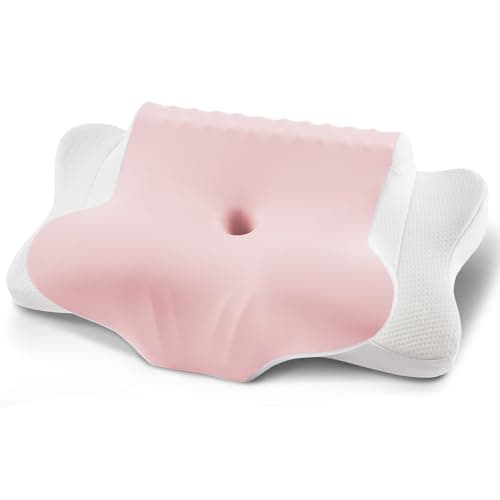 Camping Pillow Memory Foam Pillows,Cooling Ergonomic Dual-Sided Orthopedic Neck Cervical Pillow with Ice Silk Pillowcase, Breathable Contour Pillow for Travel, Side, Back, Stomach Sleepers - Image 1
