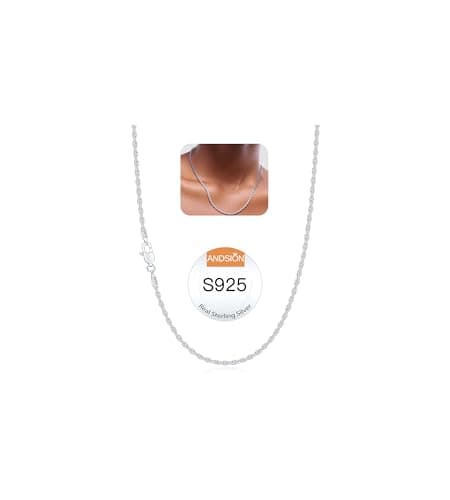 Andsion 925 Sterling Silver Chain Necklace for Women, Silver Necklace Chain for Women, 1.5mm Dainty Non Tarnish & Hypoallergenic Rope Chain Women's Chain Necklaces 16 Inch - Image 1