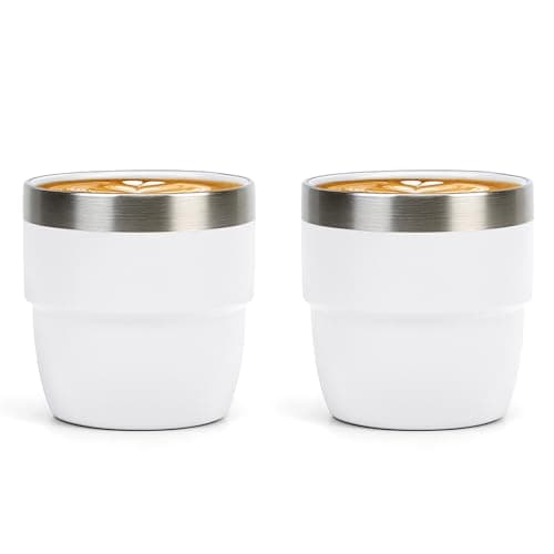 Zenbo 4 oz Espresso/Coffee Cups, Ceramic-Lined Double Wall Vacuum Insulated 18/8 Stainless Steel, Stackable & Dishwasher Safe, Space-Saving, Compatible with Most Espresso & Coffee Makers, 2 Pack - Image 1
