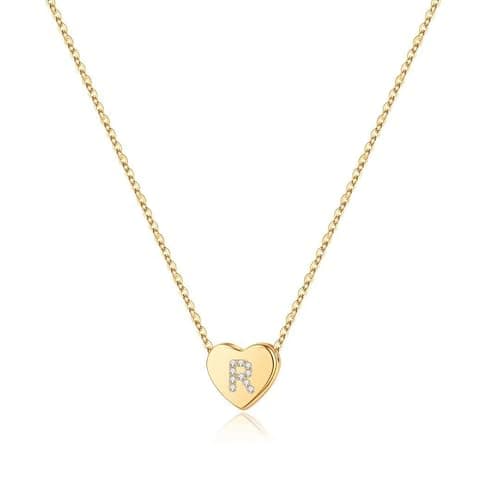 M MOOHAM Initial Necklace for Women, Dainty 14K Gold Plated Letter R Initial Heart Necklace for Women, Birthday Gifts for Girls - Image 1
