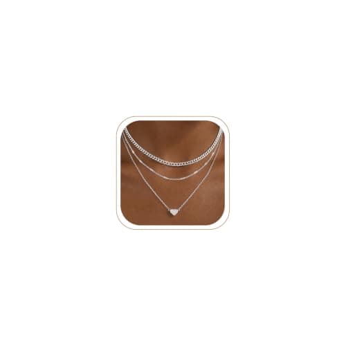 TOPERLADY 3Pcs Layered Silver Heart Necklaces for Women Trendy - Tiny Heart Pendant Necklace Jewelry, Dainty Silver Layering Necklace, Women's Necklaces Jewelry Gifts (3PCS-Silver-Heart Pendant) - Image 1