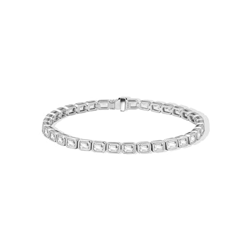 14K Gold Plated 925 Silver Filled Tennis Bracelet Bezel CZ Bangle for Women - Image 1