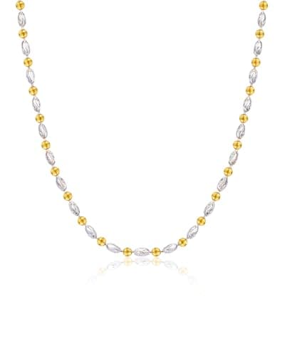 DIICRIN Beaded Chain Necklace for Women, 14K Gold Plated Gold Bead Necklace, Minimalist Stackable Necklace Jewelry