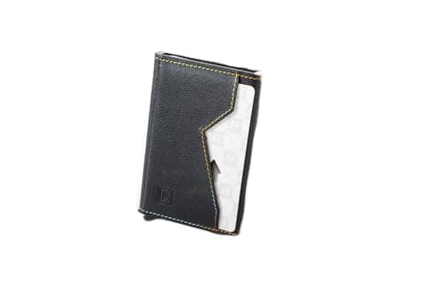 LIULIHUA LLH Genuine Leather Pop Up Credit Card Wallet for Men Women, RFID Blocking Slim Minimalist Front Pocket Card Case, Card Slots ID Window Cash Coin Pocket, Smart Card Holder Travel Purse - Image 1
