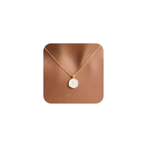 M MOOHAM Cross Necklace for Women - Non Tarnish 14K Gold Plated Cross Choker Necklace Small Simple Enamel Necklaces Jewelry Christian Baptism Religious Faith Gifts for Women - Image 1