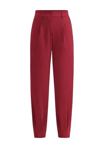 PRETTYGARDEN Womens Dress Pants Business Casual 2026 Trendy High Waisted Ankle Length Dressy Trousers Slacks Work Clothes (Wine Red,X-Small) - Image 1