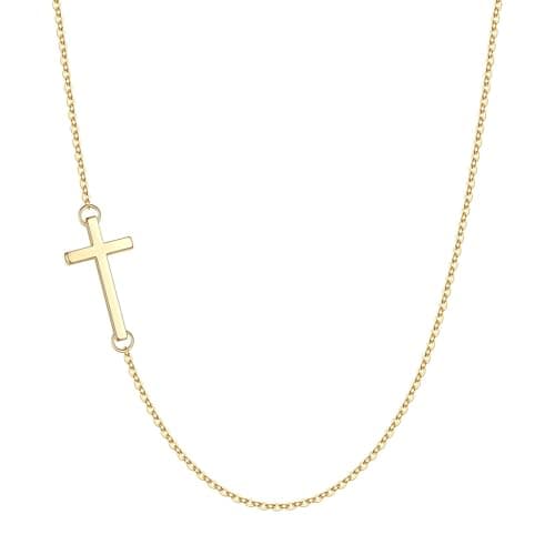 M MOOHAM Cross Pendant Necklace for Women Girls, Dainty Gold Cross Choker Sideways Cross Necklace for Women Girls, Easter Religious Christian Confirmation Baptism Gifts for Teenage Girl Jewelry - Image 1