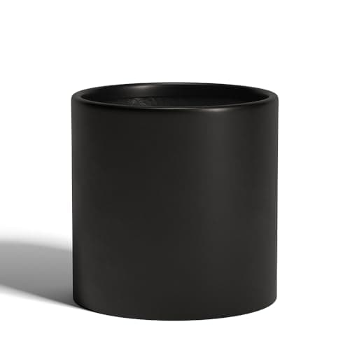 Wil & Vic 89s - 19.7" H x 19.7" Dia Sphere Fiberglass Planter, Indoor and Outdoor Plant Pot with Drainage Hole, Lightweight, Durable Minimalist Home Decor, Black - Image 1