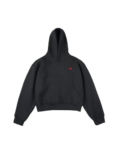 Aelfric Eden Womens Solid Boxy Pullover Hoodie Oversized Pullover Hoodies Unisex Men Fall Plain Streetwear Hooded Sweatshirs Black L - Image 1