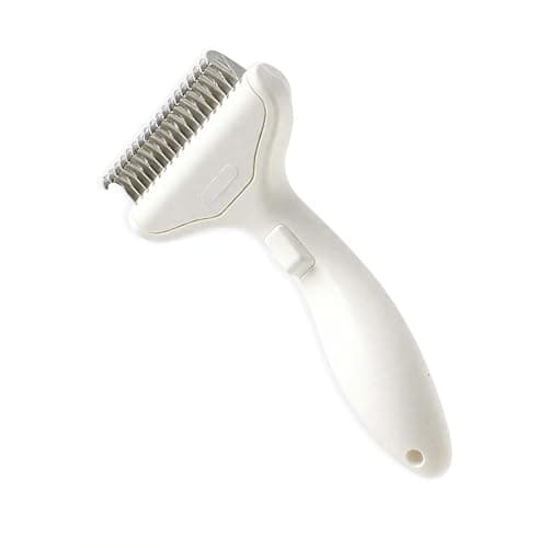 Pet Grooming Brush,Dematting Comb for Dogs and Cats, Undercoat Rake Pet Brush for Long Hair, Dual-Sided Pet Grooming Brush Removes Tangles Knots and Loose Fur, Deshedding Grooming Tool (White, 1PCS) - Image 1