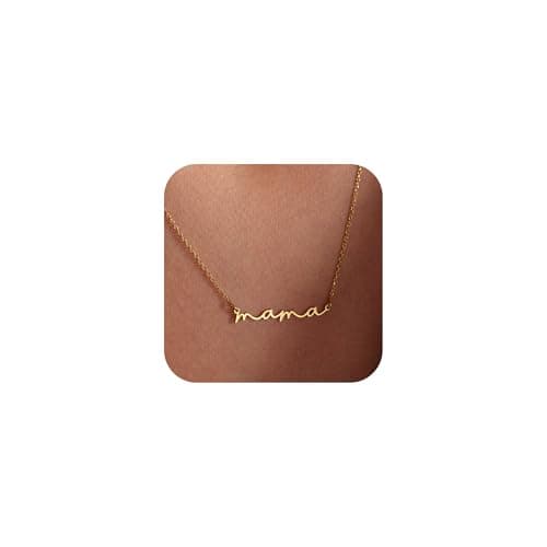 SLOONG Mama Necklaces for Women, Gifts for Mother, 14K Gold Plated Dainty Mother Matching Gift Non Tarnish Jewelry, Gifts for New Mom - Image 1