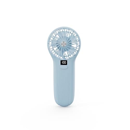 LAMJIE Portable Handheld Fan with LCD Display, 5000mAh Rechargeable Battery, 3-Speed Touch Control, Plastic Desktop Fan for Home Office, Modern Creativity Design, (BLUE) - Image 1