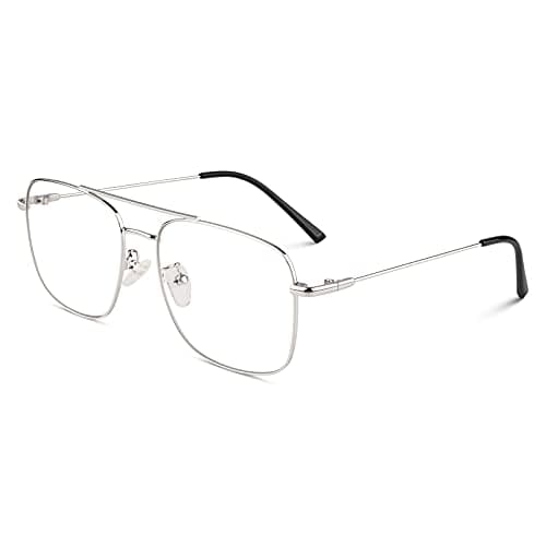 GQUEEN Fake Glasses Women Men Clear Lens Metal Frame UV400 Protection Fashion Retro Pilot Style Eyeglasses - Image 1