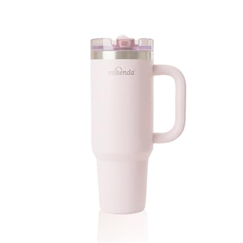 MIKENDA 40oz Insulated Tumbler with Straw | Double Wall Stainless Steel Travel Mug | Leak Proof Lid, 24hr Cold & 12hr Hot | Reusable Water Bottle for Office, Gym, Hiking (light pink) - Image 1