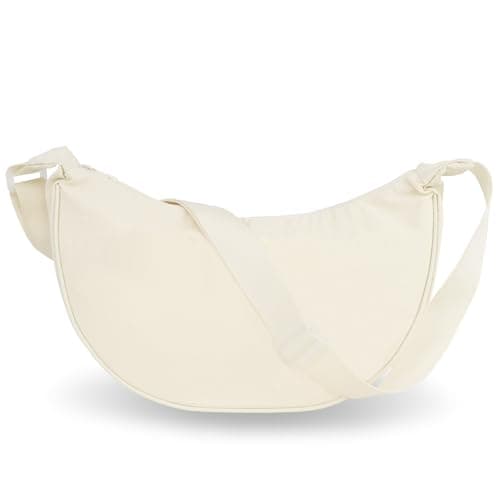 U+U Crescent Crossbody Bag for Women Small Sling Bag with Adjustable Shoulder Strap (Beige) - Image 1