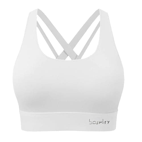 BaseTry High Impact Sports Bra for Women - Padded Seamless Support Bra for Yoga Gym Workout Fitness -High Support Running Bra (US, Alpha, Medium, Regular, Regular, PureWhite) - Image 1