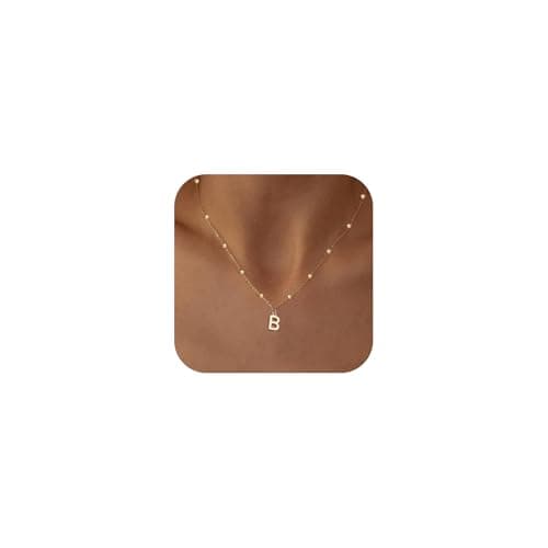 KISSCLOUD Initial Necklaces for Women 14K Gold Plated Dainty Letter Charm Necklace Personalized Name Pendant Bead Chain B Necklace Non Tarnish Trendy Jewelry Gift - Image 1