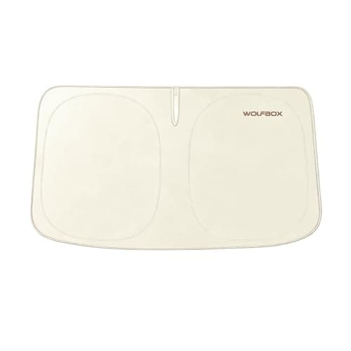 WOLFBOX Car Windshield Sun Shade - Foldable Front Window Sunshade with Premium Black Vinyl Coating, 100% Blackout UV & Heat Shield Sun Visor Protector Toyota Rav4 Camry Tundra Corolla(XL 64''L*34''W) - Image 1