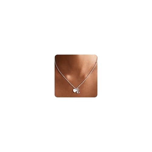 Ritach Initial Necklaces for Women - Silver Necklace Letter E Heart Necklaces for Women Initial Necklace Silver Heart Neckalces for Women Birthday Gifts - Image 1