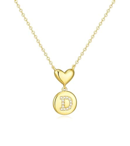 Howoo 14K Gold Plated Initial Necklace for Women Heart Necklace for Women Round Zircon Letter Pendant Plated Adjustable Necklaces Birthday Galentines Valentine Gifts Jewelry - Image 1