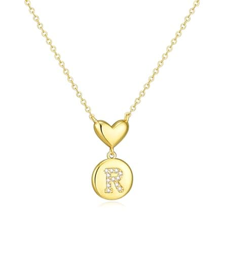 Howoo 14K Gold Plated Initial Necklace for Women Heart Necklace for Women Round Zircon Letter Pendant Plated Adjustable Necklaces Birthday Galentines Valentine Gifts Jewelry - Image 1