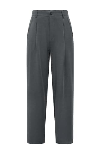 Arach&Cloz Summer Womens Dark Grey Dress Pants Work Office Ankle Trousers Pants for Women Business Casual Teacher Outfits Slacks High Wasited Buttoms with 4 Pockets L - Image 1