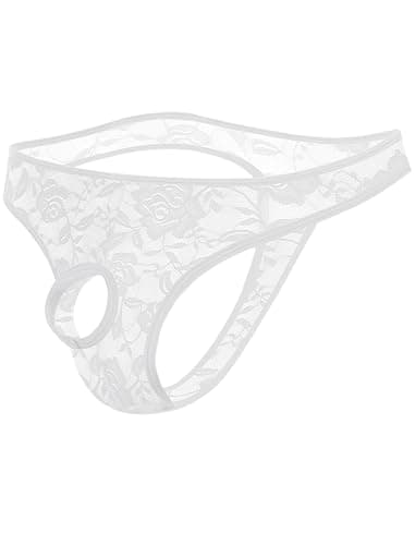Avidlove Mens Lace Underwear Briefs Open Front Panties Low Rise Sexy Bikini Briefs Underwear 1-3 Pack White - Image 1
