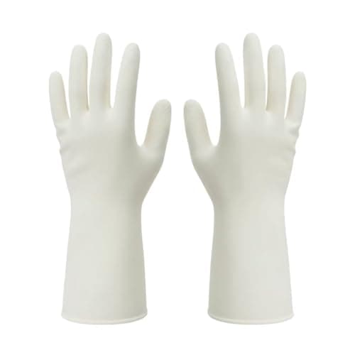 Klqzw Nitrile Cleaning Gloves 6 Pairs Heavy Duty Reusable 15mil Chemical Puncture Resistant Odorless Allergy-Free Anti-Slip 13in Cuff for Kitchen Dishwashing Gardening Bathroom Pet Care L White - Image 1