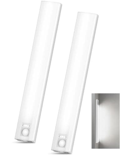10inch Under Cabinet Lighting, 68 LED Rechargeable Motion Sensor Light Indoor, 6 Levels Dimmable Magnetic Closet Lights, Wireless Under Counter Lights for Kitchen, Stairs, Bedroom, 2-Pack Daylight - Image 1