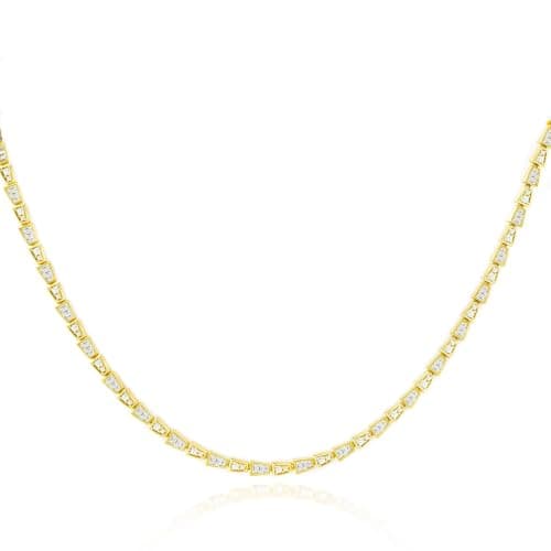 TOPROO Trapezoid Cubic Zirconia Tennis Necklace, 14K Gold Plated Spirit Snake Necklace, Hypoallergenic Layering Diamond Choker Jewelry for Gift (Spirit Snake #4-14K Gold) - Image 1